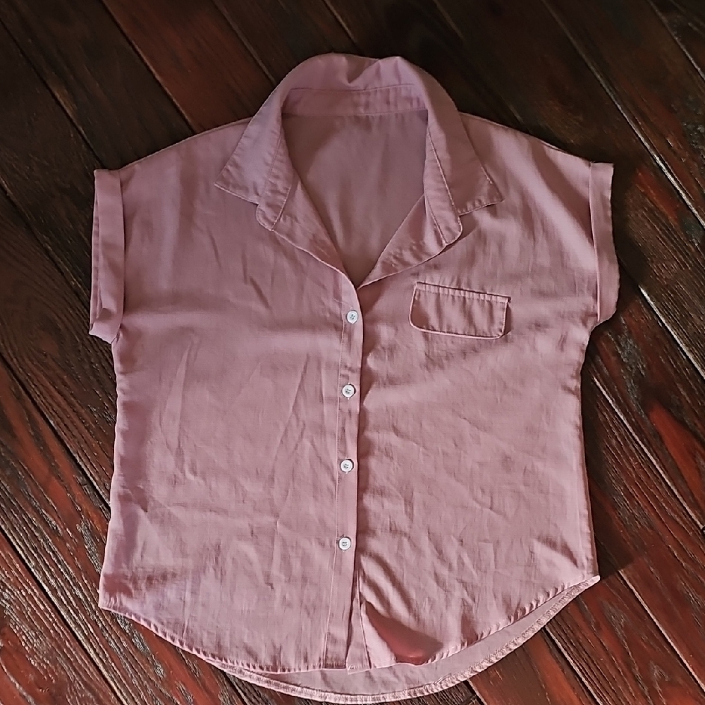 SHEIN Light Pink Button-Down Shirt